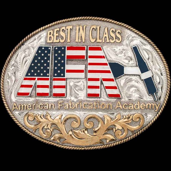 "Where Tradition Meets Pride, Craftsmanship Shines. Our Argyle Belt Buckle is  hand-engraved on a German Silver base, featuring our signiture Jeweler's Bronze rope edge and intricate western-inspired scrollwork on the bottom, and  bold lettering. The